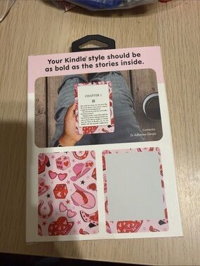 Pink Heart & Luck Pattern Kindle skin Adhesive Decals 7inch